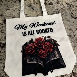 White canvas tote bag “My Weekend is all Booked”